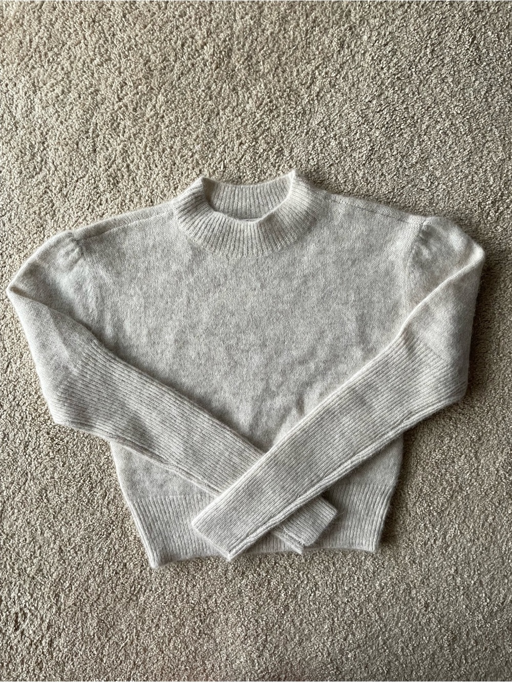 Madewell Crewneck Women's Sweater Light Oat Soft Size XS Chic Puffed Shoulder